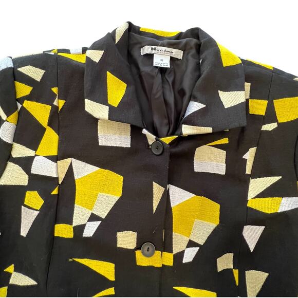 Peter Nygard Jacket Embroidered Black Yelllow Plus 16 - Picture 5 of 10